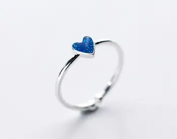 

(1mm So thin Ring) 1pc CUTE Blue Heart Midi Knuckle /TOE Ring 100% REAL.925 Sterling Silver fINE jEWELRY (size3.25-5.25 GTLJ1293
