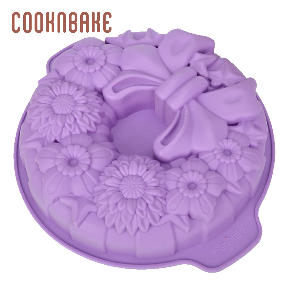 COOKNBAKE венок силиконовые формы для торта большая форма для выпечки хлеба форма для выпечки 3D цветок Форма для большого торта diy День Рождения Вечеринка