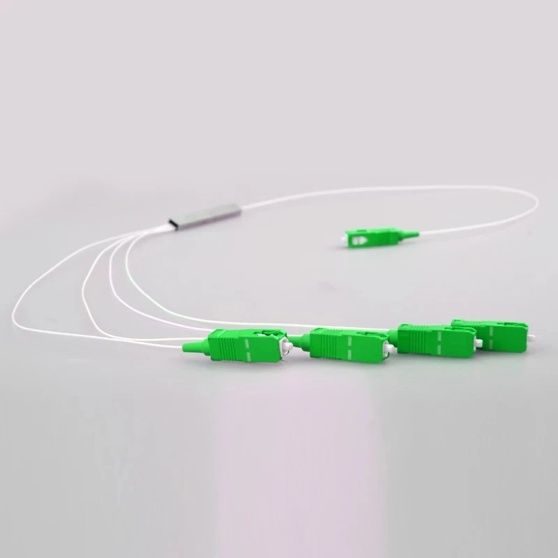 5 шт. 1*4 PLC мини-Сплиттер стальная трубка типа SC ST LC UPC APC разъем 0,9 мм белый кабель 0,35 М ftth Муфта ELINK