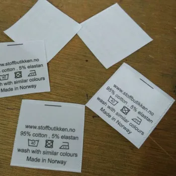

1000pcs , 3 * 3 cm Custom white soft satin ribbon cloth washing labels print garment care label