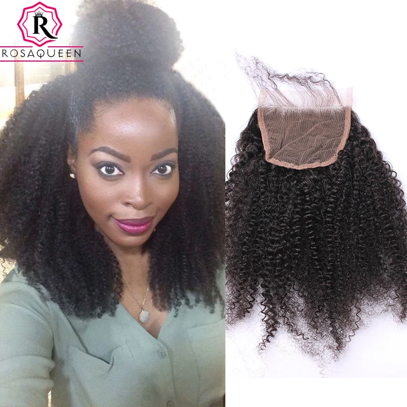 

7A Mongolian Afro Kinky Curly Hair Closure Free/Middle/Three 3 Part Available Virgin Human Hair Lace Closure Kinky Curly