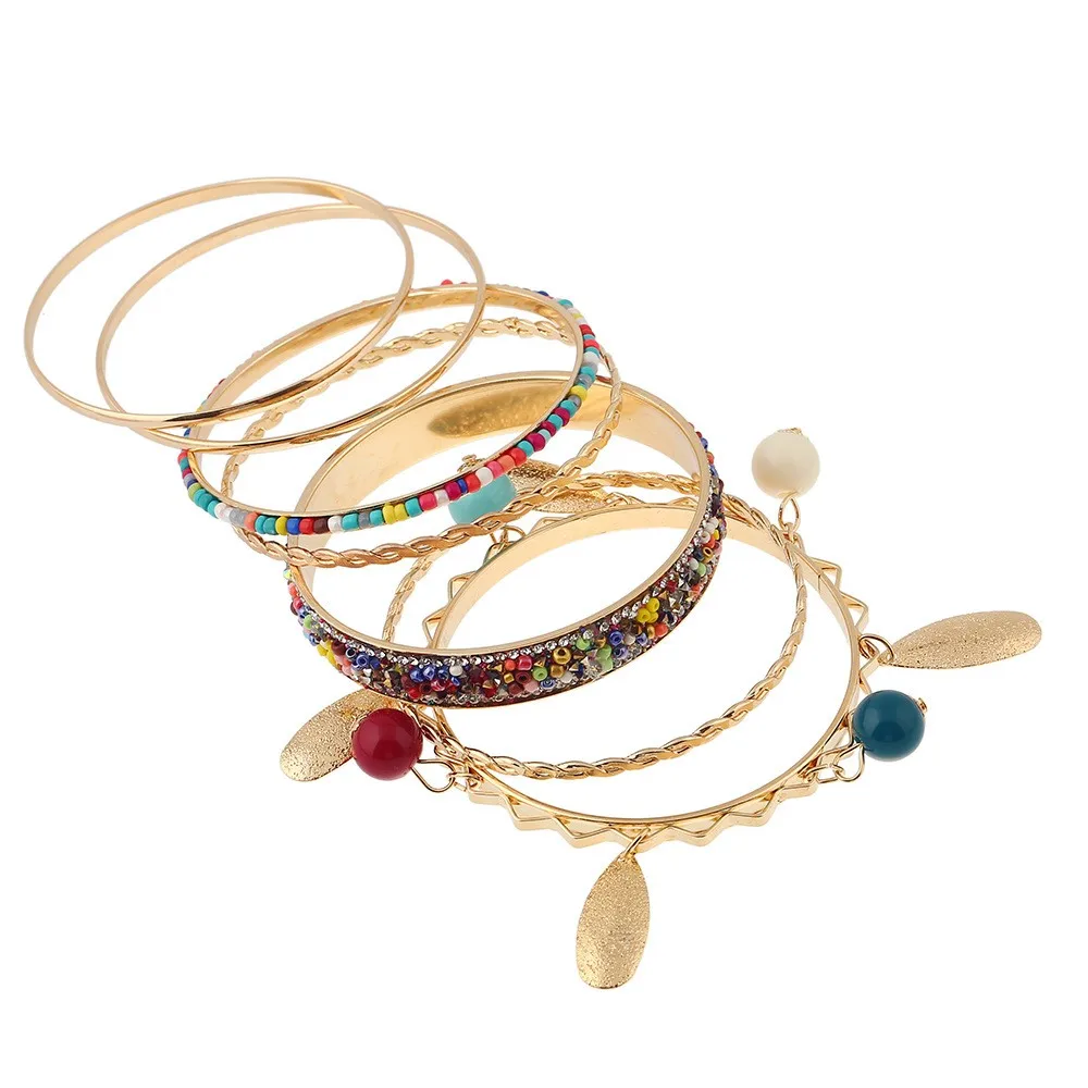 Золотой цветной многослойный роскошный блестящий браслет с бусинами для женщин Bijoux Behemian браслеты с подвесками Набор браслетов ювелирные изделия в стиле бохо