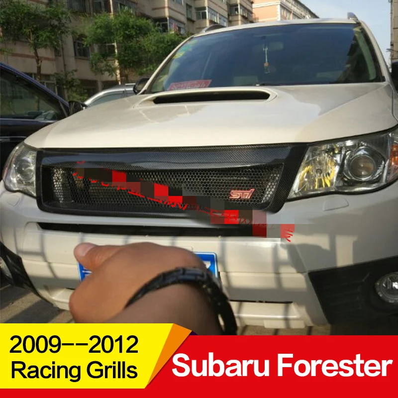 Подходит для гоночных грилей Subaru Forester, 2009, 10, 11, 12 лет, углеродное волокно, Refitt, передняя, Центральная, гоночная решетка, крышка, аксессуары