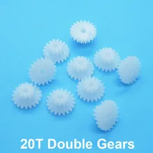 20 Teeth 0 5M Double Plastic Roller Gear 20082A 20102B 20102A 20142B Gears Toy Accessories 10pcs