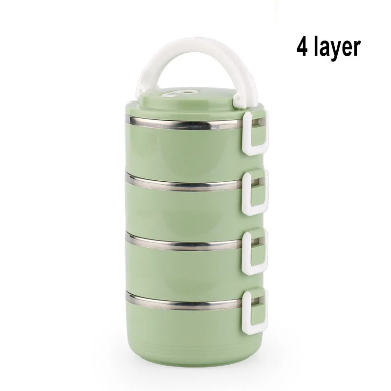 4 layer green Нержавеющая сталь сохранение тепла Ланч-бокс 1 шт. для взрослых бизнес Bento box контейнер для еды для детей портативный для пикника школы - Цвет: 4 layer green
