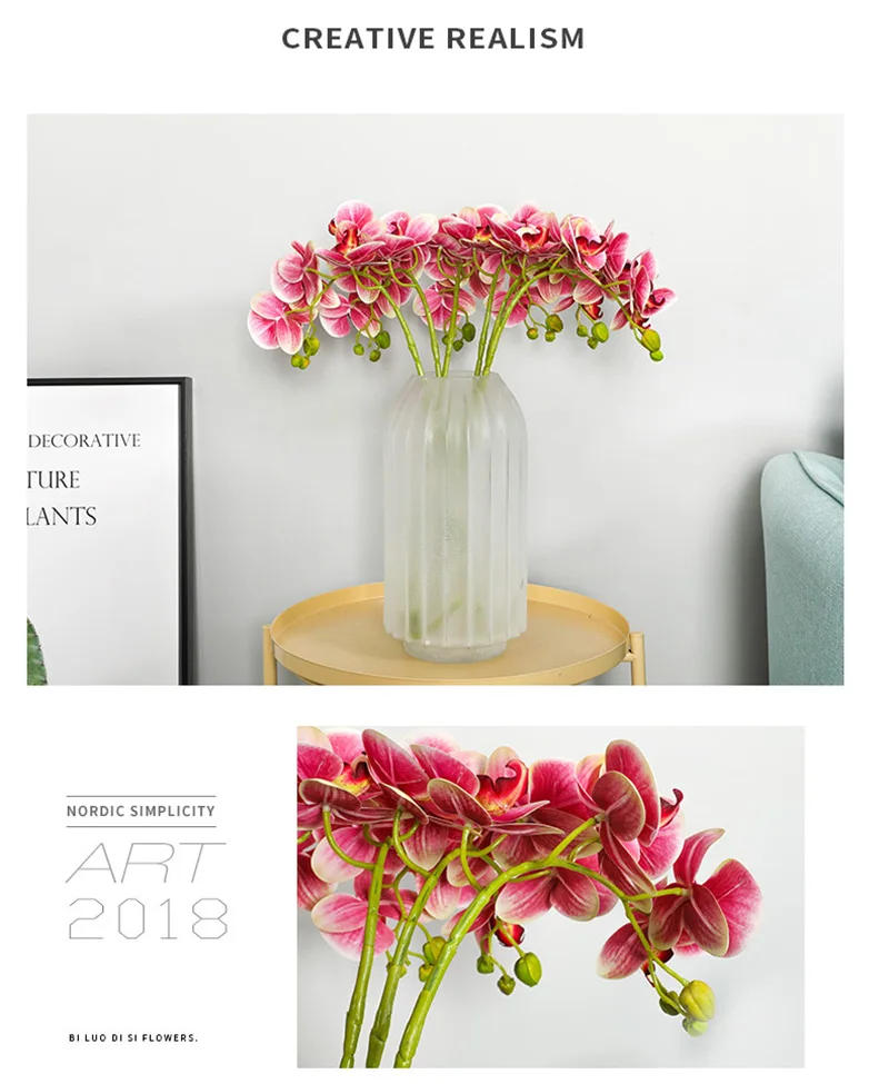Flone Artificial Silk Fake Flowers 70cm Artificial Butterfly Orchid Flowers Branch Wedding Living room Home Warm Decoration (15)