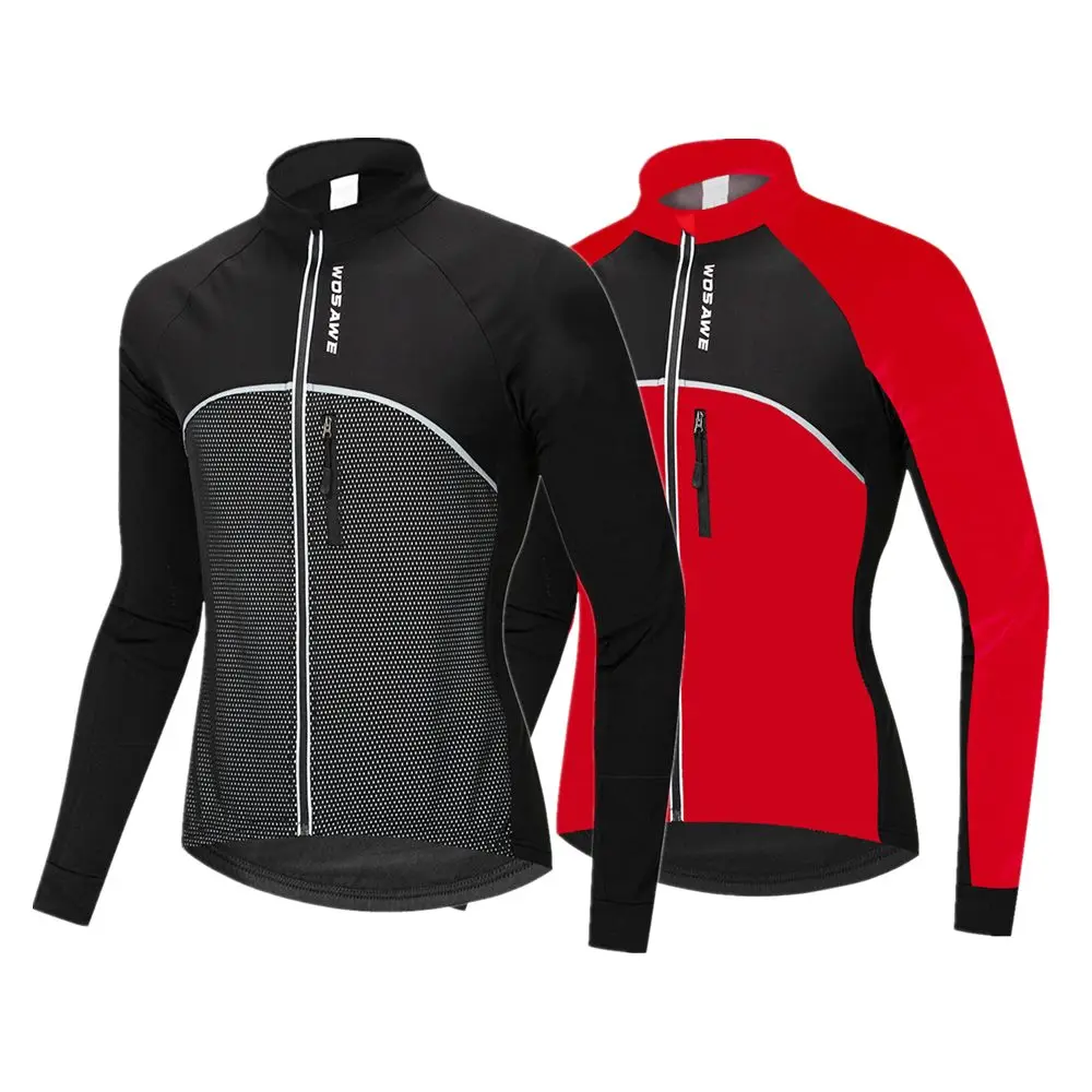 

WOSAWE Thermal Fleece Motorcycle Jackets Winter Warm Up High Collar Windbreaker Coat MTB Jackets No Protection Motocross Clothes