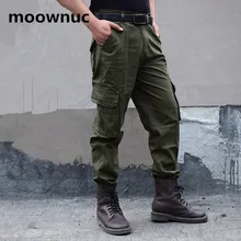 Новые осенние мужские брюки карго, армейские зеленые повседневные длинные брюки с карманами, брюки хорошего качества, мужские свободные брюки большого размера
