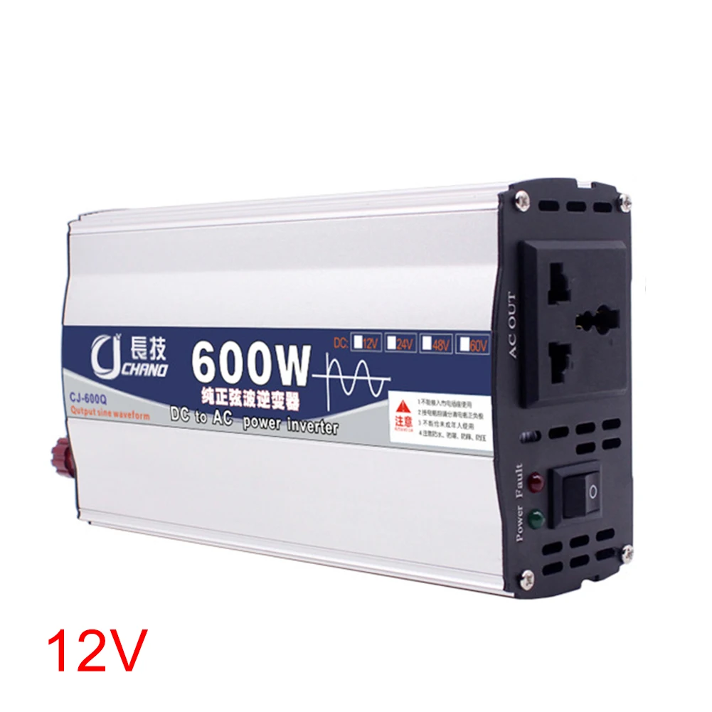

600W 1000W Home Use Supply Adapter Transformer Practical Car Pure Sine Wave Portable LED Display Power Inverter 12V 24V To 220V