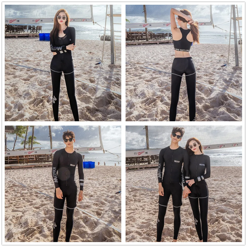 Meiyier корейский стиль комплект купальников из трех предметов для мужчин и женщин, пляжная одежда для влюбленных костюм для серфинга с длинными рукавами M-3XL