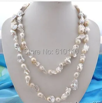 

YY@@RR2@34" baroque white Reborn Keshi pearl necklace