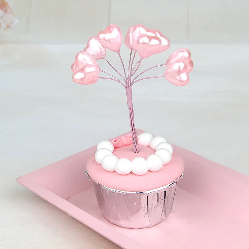 

10pcs Pearl Color Cupcake Decorating Small Balloon Love Star Happy Birthday Cake Topper Pick Wedding Party Table Decoration