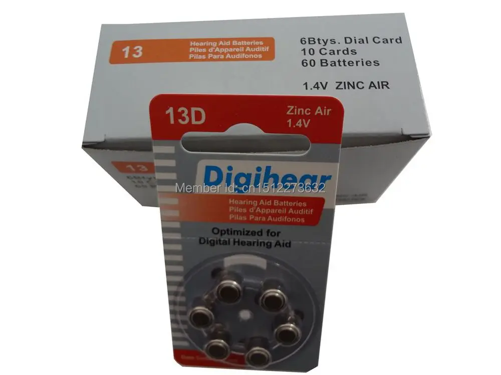 1.4V PR48 Size 13 13D A13 Hearing Aid Batteries (10 Packs) Zinc Air Qty