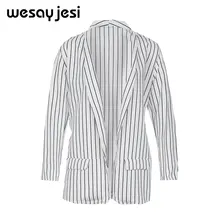 Buy 2018 long blazer women jacket twotwinstyle New Casual Black and White Striped Coats Top Lapel Cardigan Long Sleeve Loose Jackets Free Shipping