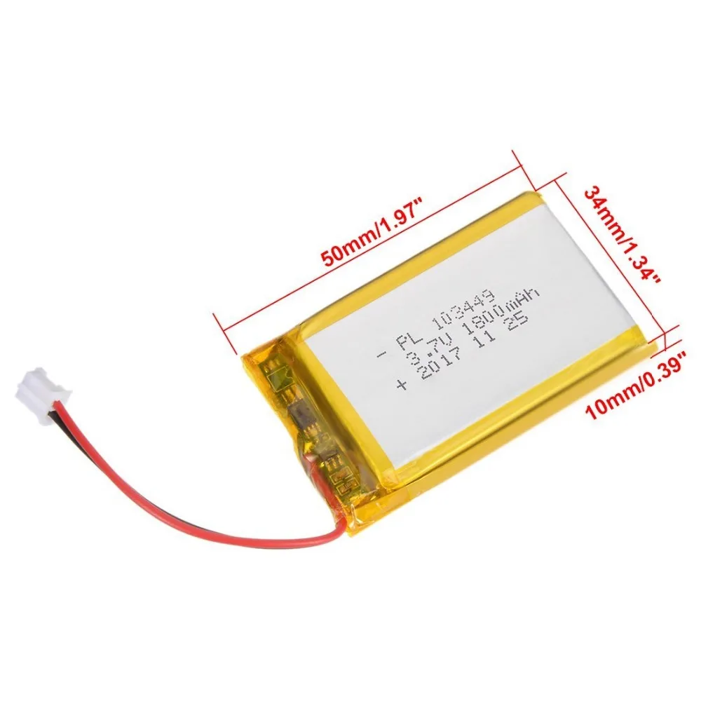 

DVISI Power Supply DC 3.7V 1800mAh 103450 Li-ion Rechargeable Lithium Polymer Li-Po Battery for MP3 PSP GPS electronic part