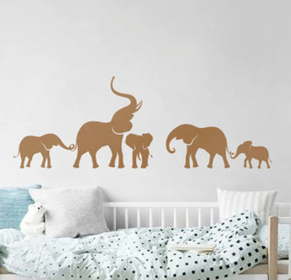 

Wall Decal Vinyl Sticker Elephant Nursery Large Decor Removable Wall Paper Mural Art Design Living Room Bedroom Decor WW-277
