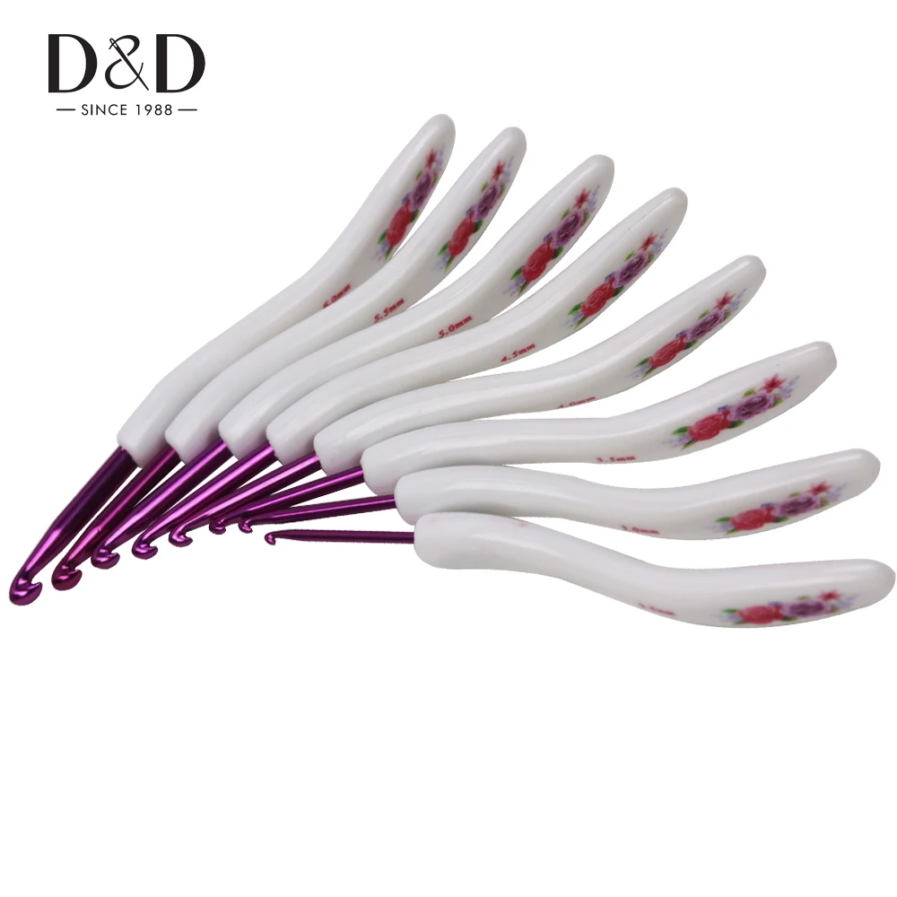 

D&D 8pcs/Set Metal Hook Crochet Template Kit Plastic Handle DIY Crafts Weave Knitting Needles Tools 2.5-6.0mm
