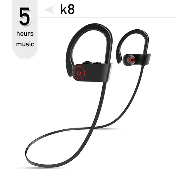 FBYEG Bluetooth наушники, беспроводные наушники, Bluetooth спортивная Гарнитура, наушники с защитой от пота, басы, шумоподавление с микрофоном для телефона - Цвет: K8-Black-5h