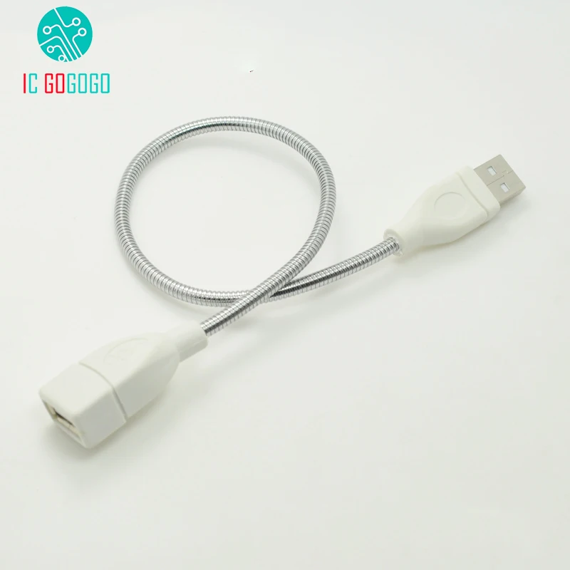 

30cm Flexible Metal USB Extension Cable Male to Female Extension Power Supply Cord Metal Hose Tube Wire for USB Light Lamp Bulb