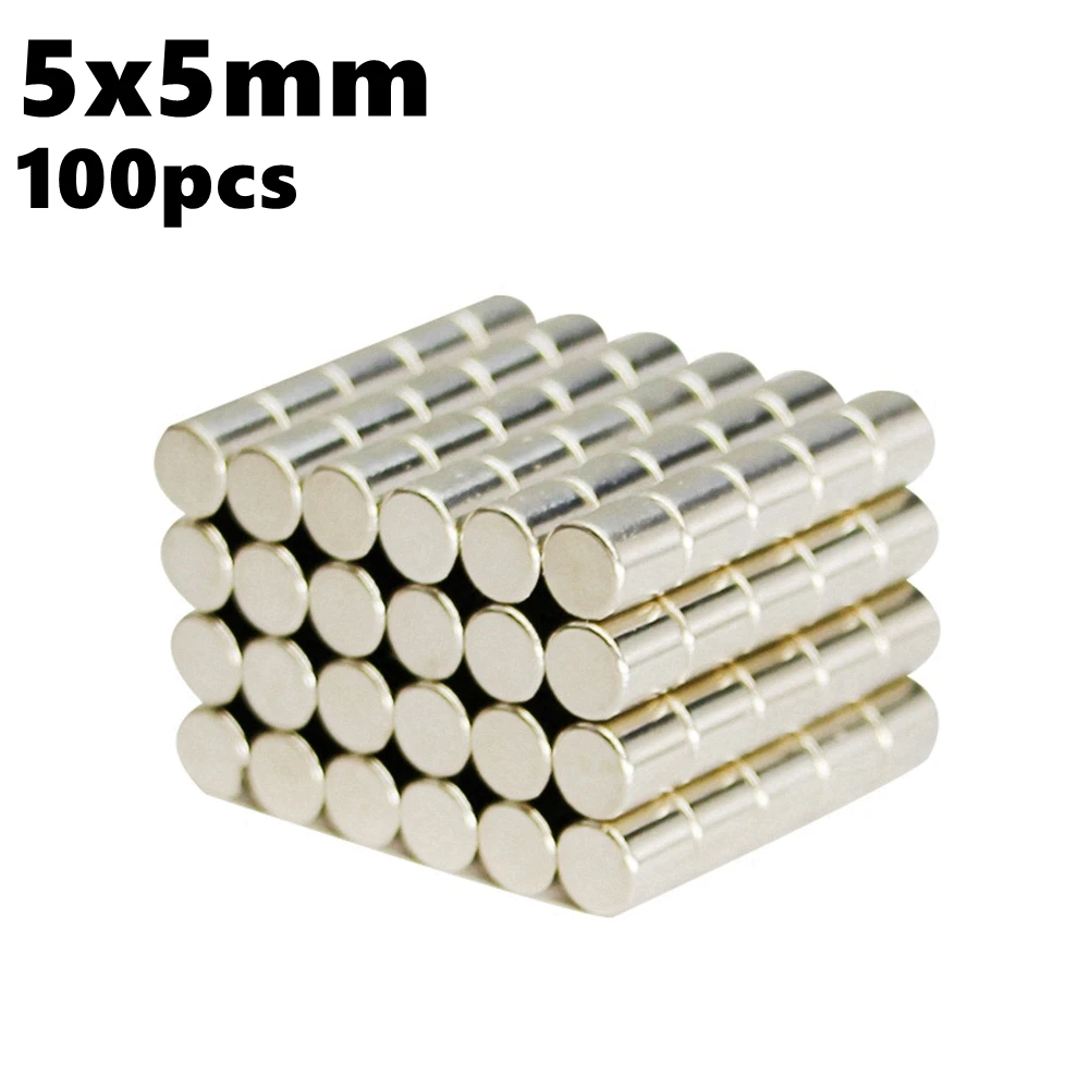 

Strong Magnetic Cylinder Magnets 5mm x 5mm Small Round NdFeB Rare Earth 100pcs 5*5 Neodymium Magnet Super Powerful Imanes