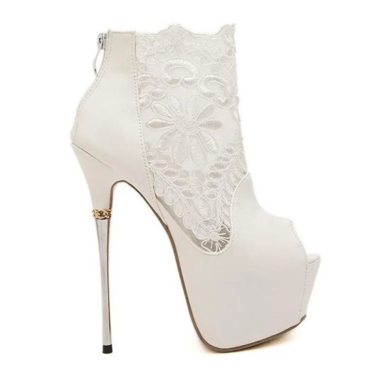 

Hot! 2017 Fashion White Lace Sexy Women Platform Sandals Ladies Pumps 16 cm High Heels Shoes Woman Sandalias Mujer Summer style