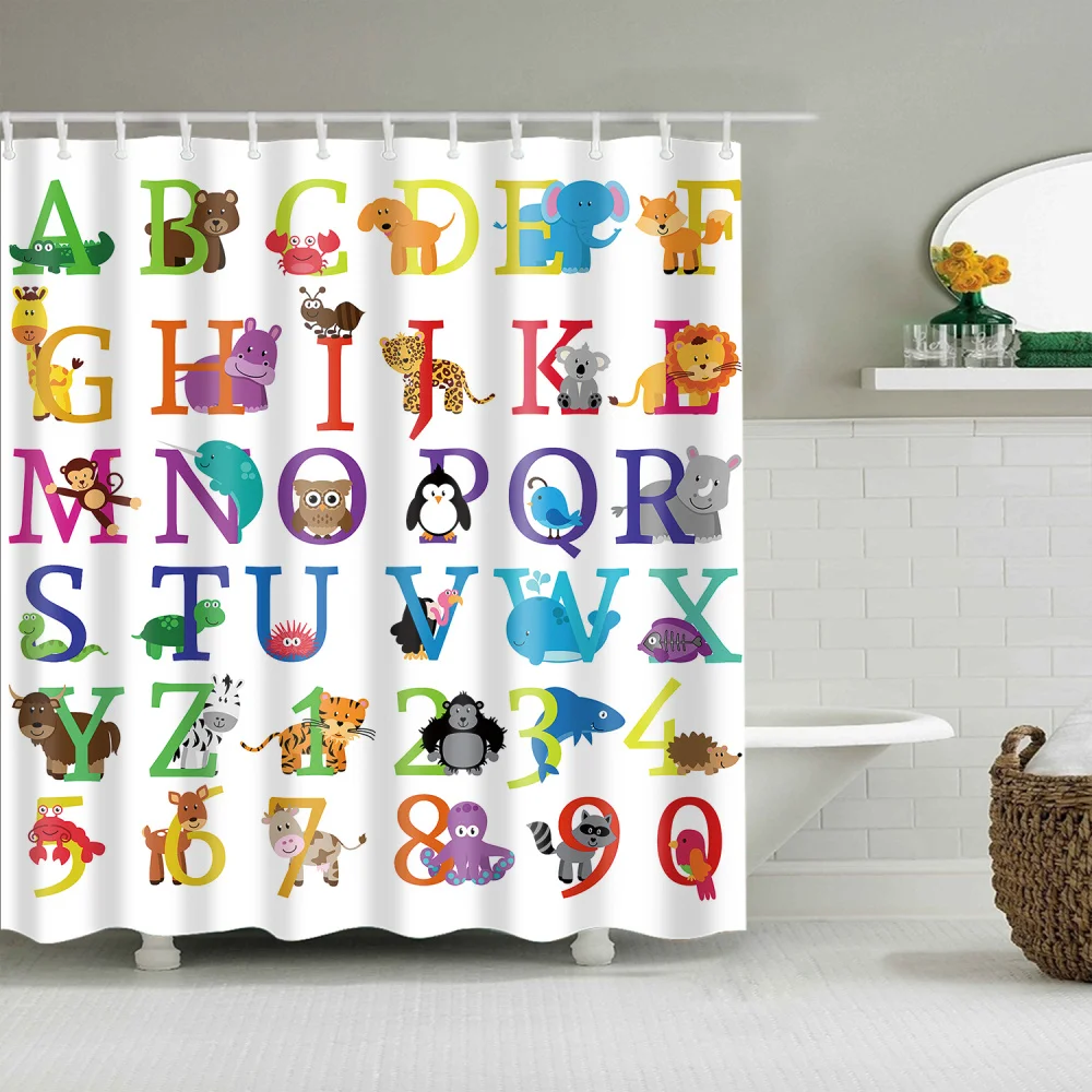 

Sweet life Lovely Cartoon Letter Little Pattern Shower Curtain Pets Wash shower Waterproof Bathroom Decor 180x200cm Large