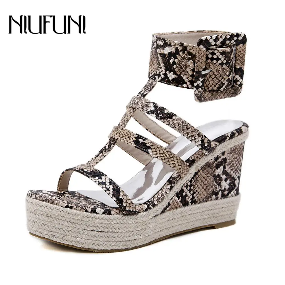 

Summer Wedges Shoes For Women 2019 New Sexy Muffin High Heels Women's Shoes Wedge With Waterproof Platform Snake Sandals Female