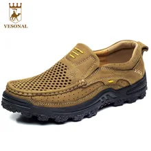 VESONAL 2017 New Brand Casual Male Shoes For Men Breathable Mesh Genuine Leather Comfortable Quality Footwear Man Shoes walking