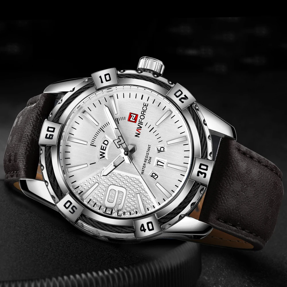 NAVIFORCE Top Luxury Brand Men's Watch Leather Strap Business Quartz Watches Men Date Waterproof Wrist watch relogio masculino NAVIFORCE Top Luxury Brand Men's Watch Leather Strap Business Quartz Watches Men Date Waterproof Wrist watch relogio masculino