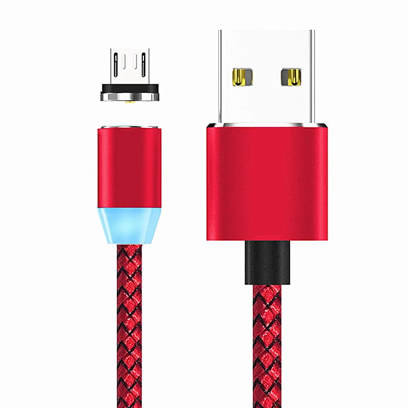 Магнитный кабель Micro usb type C адаптер для быстрой зарядки телефона Microusb type-C магнитное зарядное устройство usb c для iphone 7 6 X samsung xiaomi - Цвет: Красный