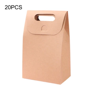 

20pcs Kraft Paper Candy Cupcake Box Wedding Cookies Cake Confectionery Packaging Box with Flip Cover Gift Wrap Food Take Out Box