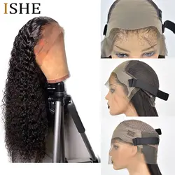 Поддельные головы парик Невидимый 360 парики шнурка глубоко вьющиеся синтетические волосы глубокая часть 13x6 Синтетические волосы на