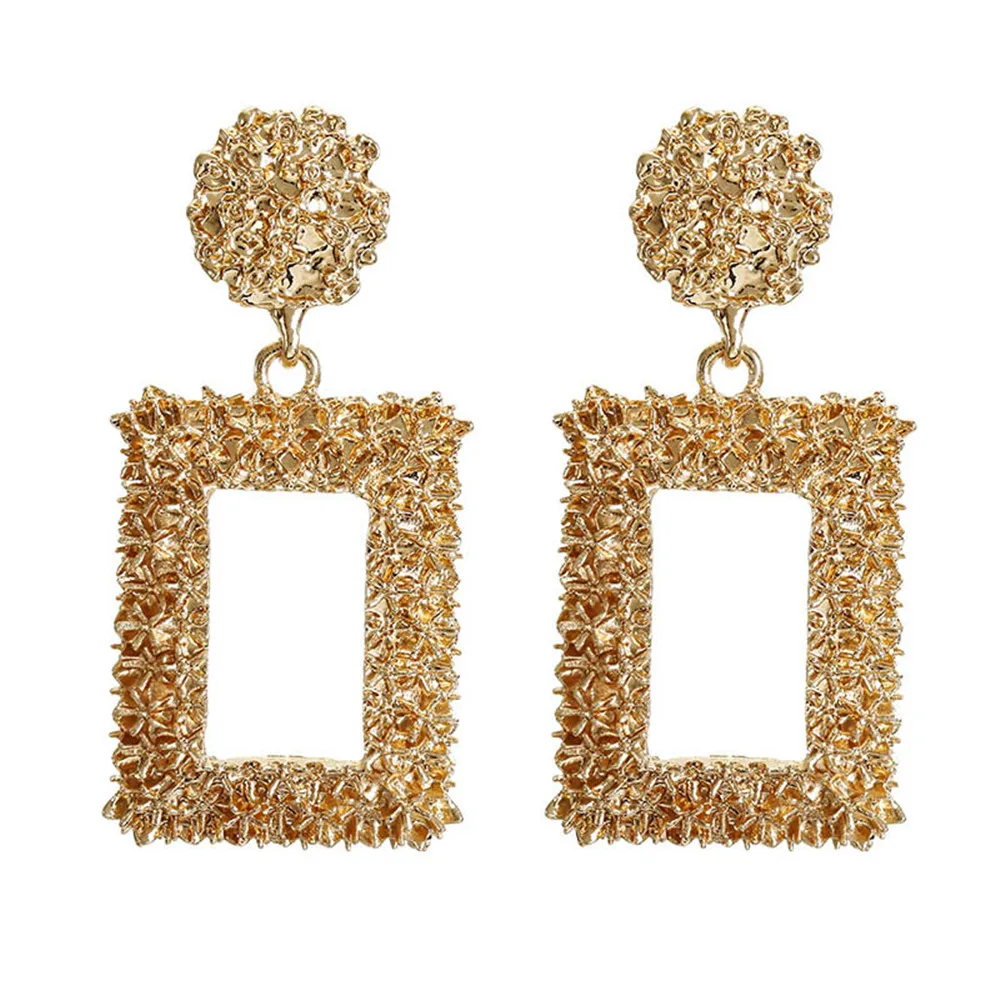 

ECODAY Za 2019 Vintage Statement Earrings Gold Color Metal Earrings Drop Earrings for Women Brincos Earings Fashion Jewelry