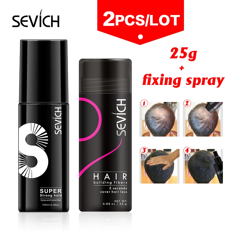 Sevich 25g gel hair building fibers powder + hair spray 100ml hair loss