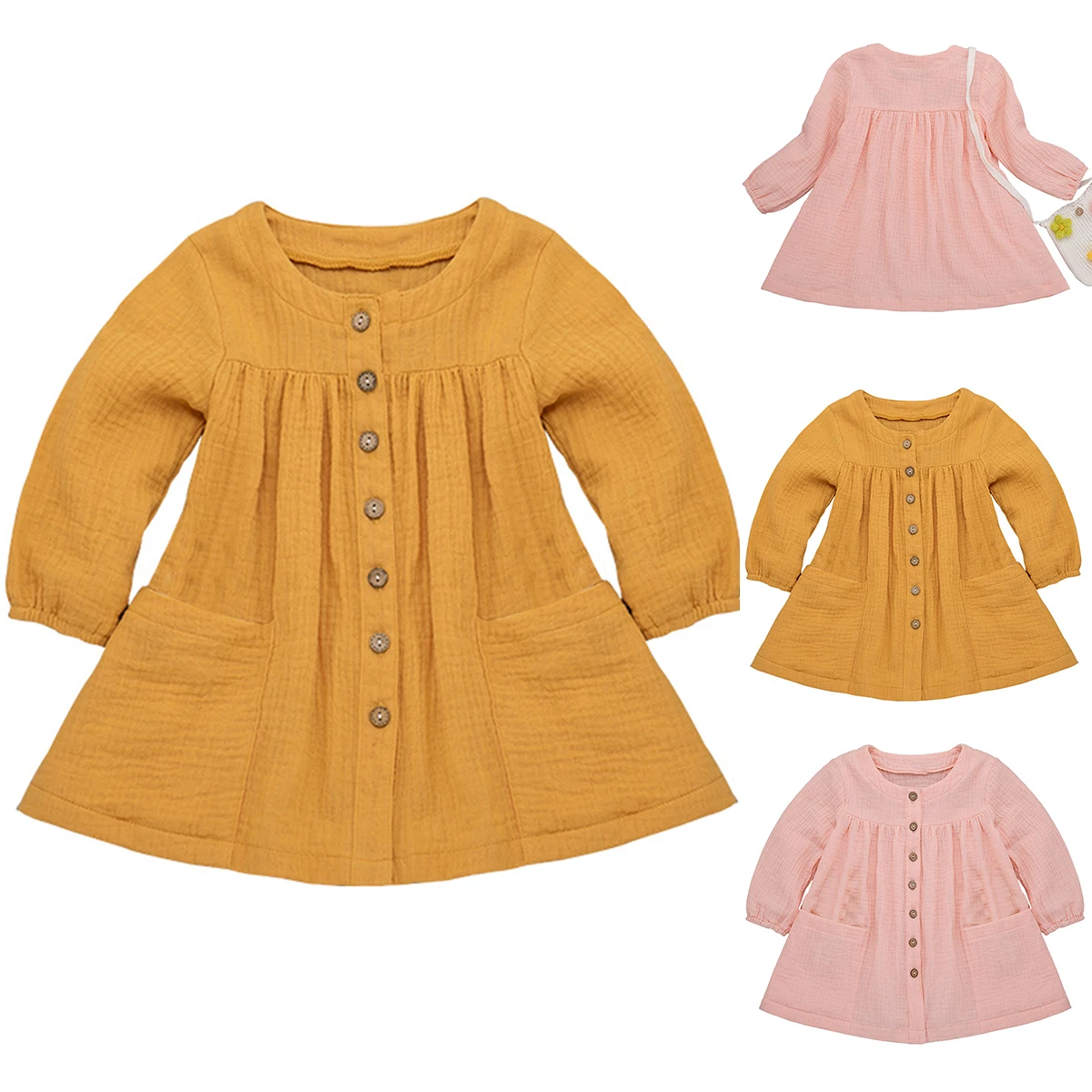 Г. Детская осенняя одежда для малышей хлопковое платье принцессы с длинными рукавами и цветочным рисунком для маленьких девочек льняное платье-пачка, 1 предмет, От 1 до 6 лет