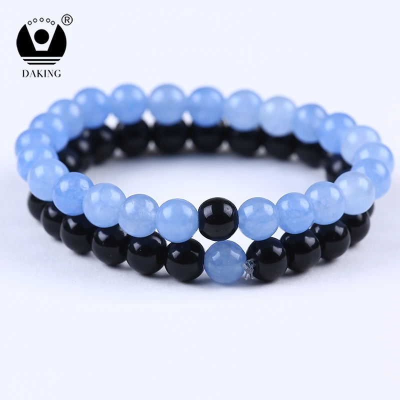 

Black and Blue Natural Stone Distance Bracelets for Women Men Strand Bracelets & Bangles Lovers Gifts Jewelry