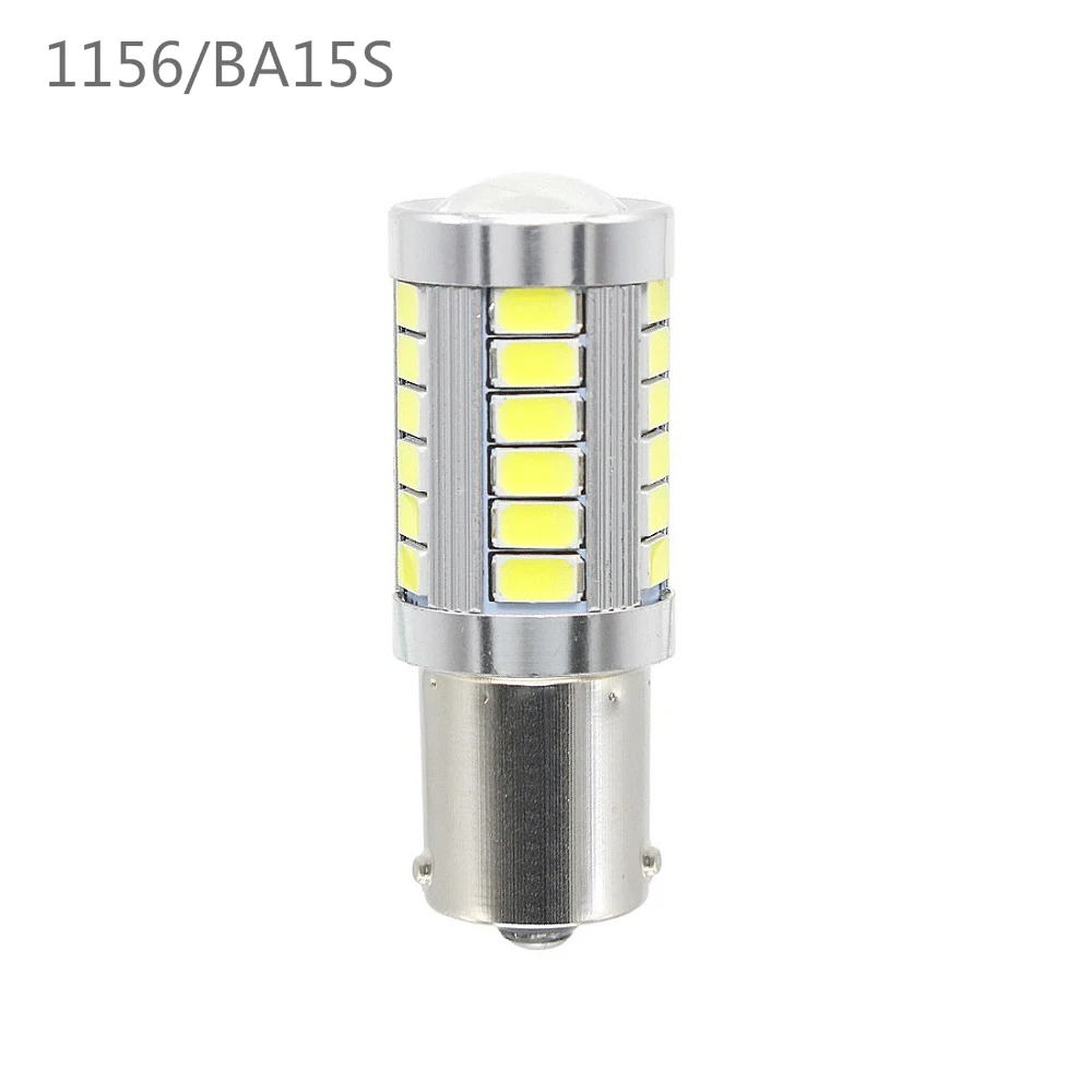 ANBLUB 1 шт. H4 H7 H11 9005 9006 1156 1157 7443 5630 SMD 33 светодиода автомобиля Автомобильная Противо-Туманная светильник задние лампы сигнальные лампы с объективом, работающего на постоянном токе 12 В - Испускаемый цвет: 1156 BA15S