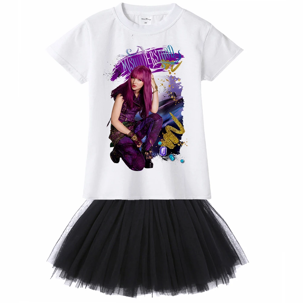 

teen/Teenage summer style casual Top mini tutu Tulle girl birthday party princess dress Descendants 2 fashion clothes costume