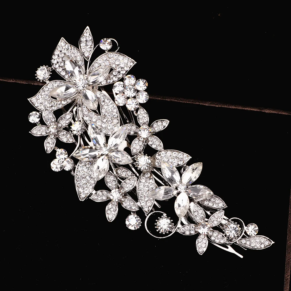 

Beautiful Floral Wedding Hair Jewelry Sparkling Crystal Rhinestone Bridal Hair Combs Hairpin Hair Accessories Party Gift W003