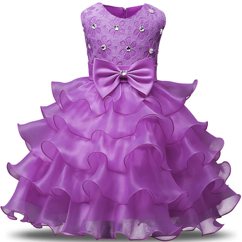Детские вечерние платья для девочек кружевные платья для малышей на день рождения, рождественский подарок, одежда для маленьких девочек Возраст 3, 4, 5, 6, 7, 8 лет - Цвет: Light purple