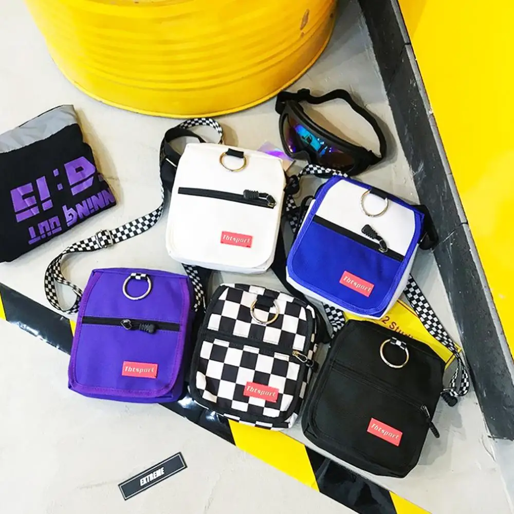 Bolso de lona de estilo Harajuku para mujer, Bolso pequeño de Color en contraste, estilo coreano, bolsos de hombro casuales de moda