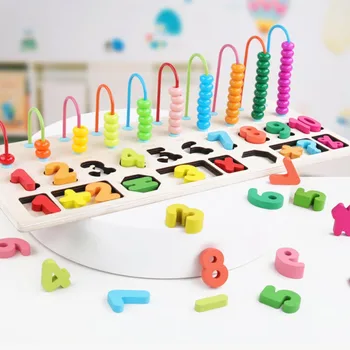 

Wooden Kids Counting Stacking Board Wooden Math Toy Learning Educational Toys education ound bead matching game