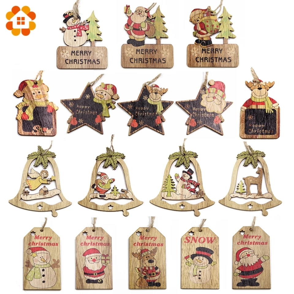 

3PCS Multi Lovely DIY Christmas Wooden Pendant Ornaments Wood Craft For Xmas Tree Ornament Christmas Party Decorations Kids Gift