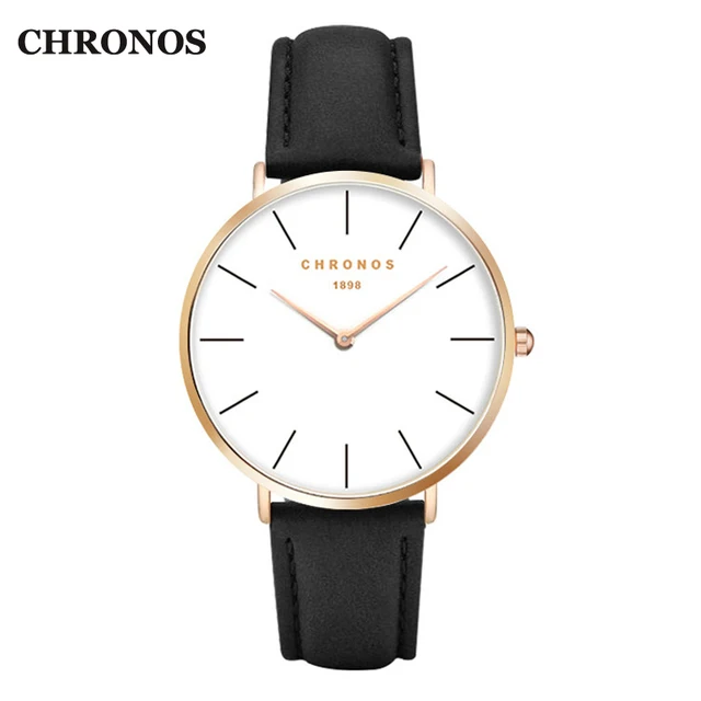 Chronos 1898 Watches Men Luxury Casual Women Watches Leather Quartz Watch Rose G Chronos 1898 Watches Men Luxury Casual Women Watches Leather Quartz Watch Rose G