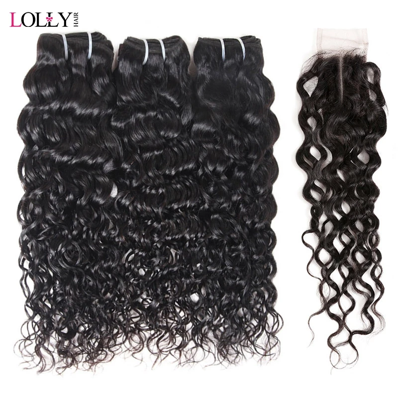 Lolly Brazilian Water Wave Bundles With Closure Middle Part Remy Human Hair Bundles With Closure 2X4 Inch 3 Bundles With Closure Lolly Brazilian Water Wave Bundles With Closure Middle Part Remy Human Hair Bundles With Closure 2X4 Inch 3 Bundles With Closure