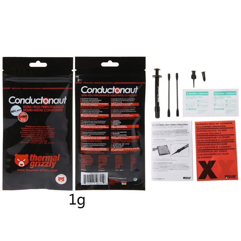 الحرارية أشيب Conductonaut 1g بطاقة جرافيكس CPU GPU سائل تبريد المعادن الحرارية مجمع برودة مروحة شحم حراري 73 W/mk