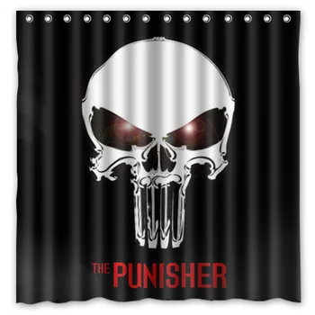 

2016 Punisher Skull Waterproof Polyester Shower Curtain Mildewproof Bath Curtains Cortinas Para Banheiro 180x180CM