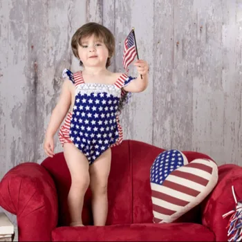 

Infant Baby Girls 4th of July Stars Striped Patriotic Backless Bodysuit Erkek Bebek Tulum Bebek Giyim Newborn Bodysuit Set Girl