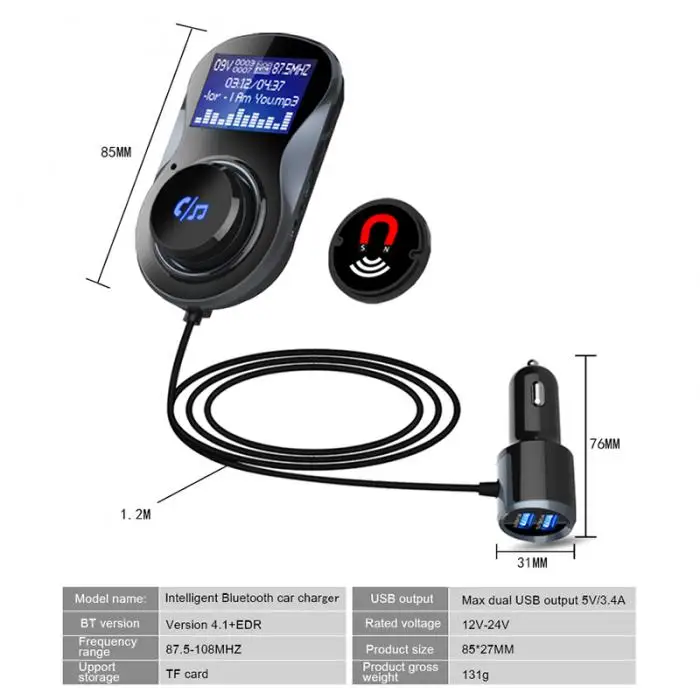 Автомобильный Bluetooth fm-передатчик двойной USB Громкая связь MP3-плеер с ЖК-дисплеем Автомобильный Стайлинг