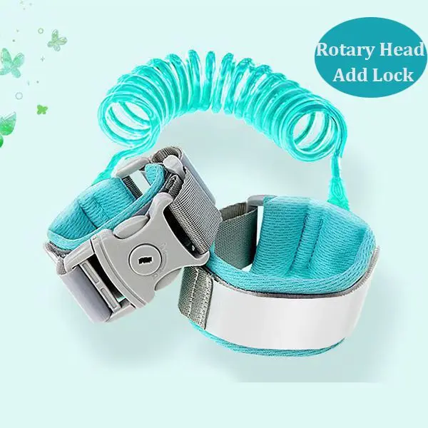 Обновленный браслет с защитой от потери на запястье, поводок для малышей, ремень безопасности для детей, браслет для прогулок, регулируемый ремень - Цвет: Rotary Head add Lock